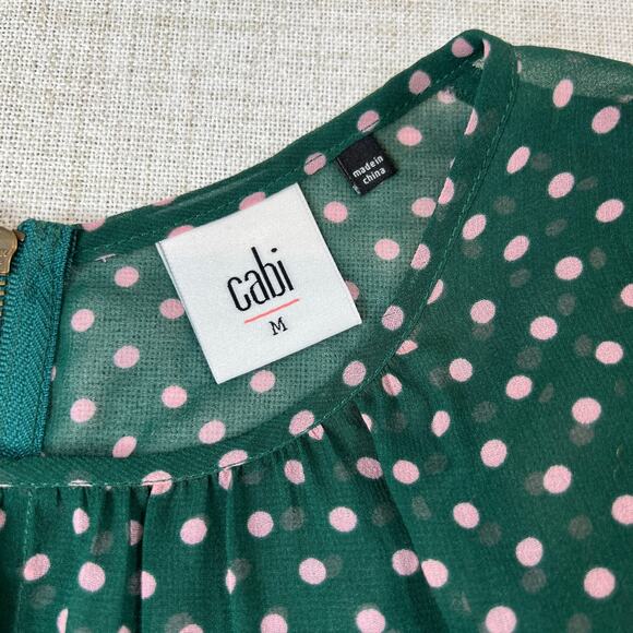 Cabi Flirt Sleeveless Blouse Women's M Polka Dot Semi-sheer Romantic Feminine - Picture 4 of 9